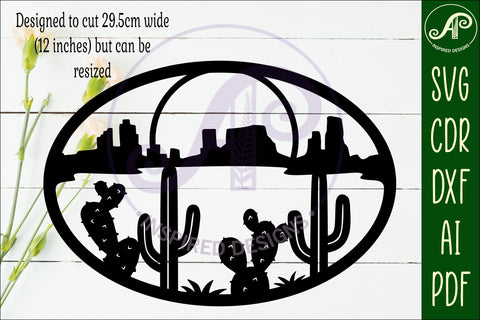 Southwest Desert Wall Art SVG, Monument Valley Cactus Oval SVG APInspireddesigns 