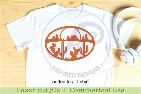 Southwest Desert Wall Art SVG, Monument Valley Cactus Oval SVG APInspireddesigns 