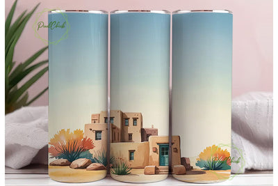 Southwestern Adobe Tumbler Wrap Sublimation PixelChick 