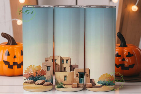Southwestern Adobe Tumbler Wrap Sublimation PixelChick 