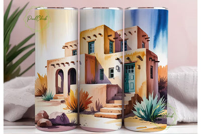 Southwestern Adobe Tumbler Wrap Sublimation PixelChick 