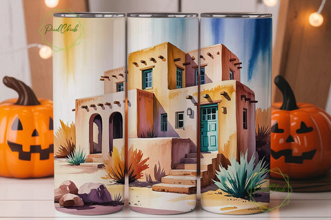 Southwestern Adobe Tumbler Wrap Sublimation PixelChick 
