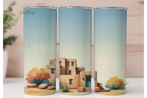 Southwestern Adobe Tumbler Wrap Sublimation PixelChick 