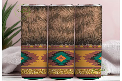 Southwestern Cowhide Tumbler Wrap Sublimation PixelChick 