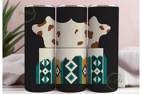 Southwestern Cowhide Tumbler Wrap Sublimation PixelChick 