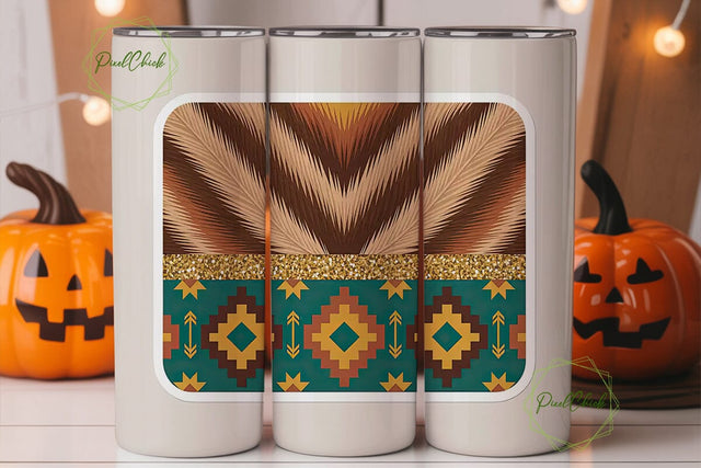 Southwestern Cowhide Tumbler Wrap Sublimation PixelChick 