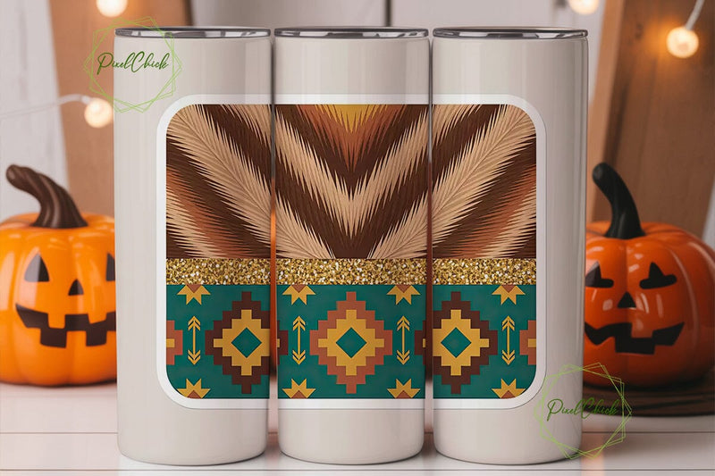 Southwestern Cowhide Tumbler Wrap Sublimation PixelChick 