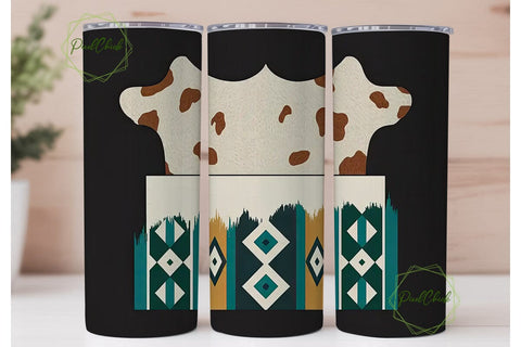 Southwestern Cowhide Tumbler Wrap Sublimation PixelChick 