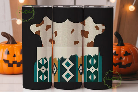 Southwestern Cowhide Tumbler Wrap Sublimation PixelChick 