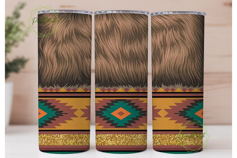 Southwestern Cowhide Tumbler Wrap Sublimation PixelChick 