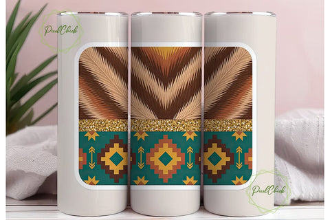 Southwestern Cowhide Tumbler Wrap Sublimation PixelChick 