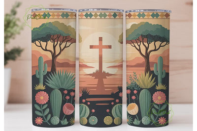 Southwestern Cross Sunset 20oz Tumbler Sublimation PixelChick 