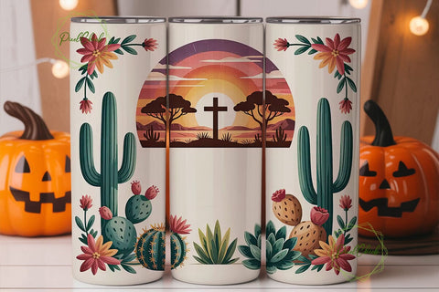 Southwestern Cross Sunset 20oz Tumbler Sublimation PixelChick 