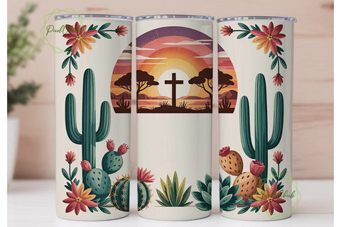 Southwestern Cross Sunset 20oz Tumbler Sublimation PixelChick 