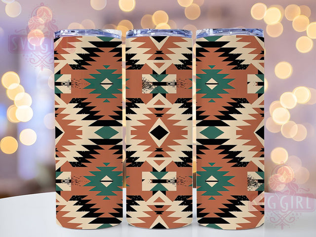 Southwestern Geo Luxe 20oz Tumbler, Southwestern Theme, Geometric Pattern, Luxe Style, Rustic Motif, Western Design, Skinny Tumbler, Sublimation PNG Sublimation SvggirlplusArt 