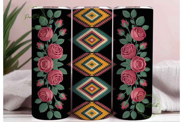 Southwestern Rose Leopard 20oz Tumbler Sublimation PixelChick 