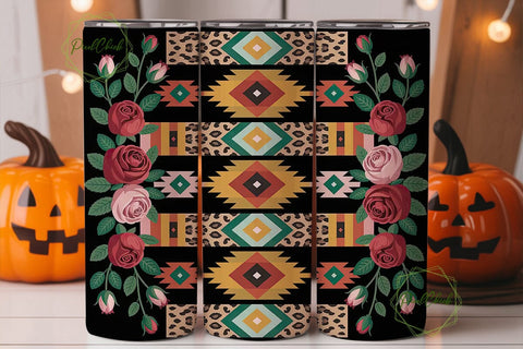 Southwestern Rose Leopard 20oz Tumbler Sublimation PixelChick 