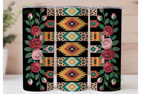Southwestern Rose Leopard 20oz Tumbler Sublimation PixelChick 