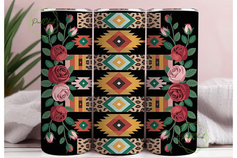 Southwestern Rose Leopard 20oz Tumbler Sublimation PixelChick 