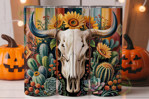 Southwestern Skull Sunflower PNG Design Sublimation PixelChick 