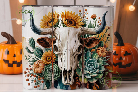Southwestern Skull Sunflower PNG Design Sublimation PixelChick 
