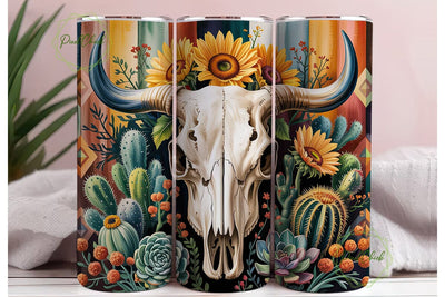 Southwestern Skull Sunflower PNG Design Sublimation PixelChick 