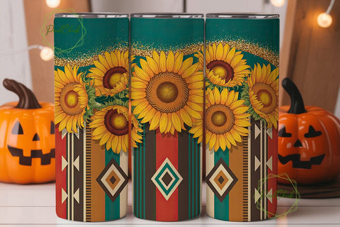 Southwestern Sunflower 20oz Tumbler Wrap Sublimation PixelChick 