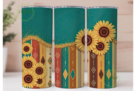 Southwestern Sunflower 20oz Tumbler Wrap Sublimation PixelChick 