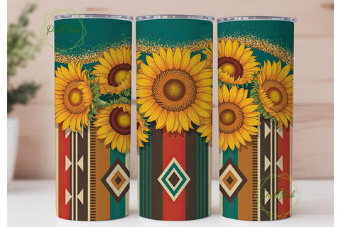 Southwestern Sunflower 20oz Tumbler Wrap Sublimation PixelChick 