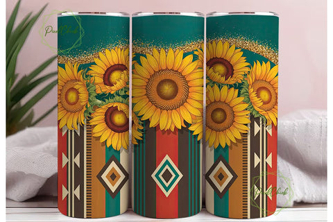 Southwestern Sunflower 20oz Tumbler Wrap Sublimation PixelChick 