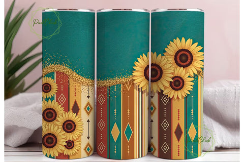 Southwestern Sunflower 20oz Tumbler Wrap Sublimation PixelChick 