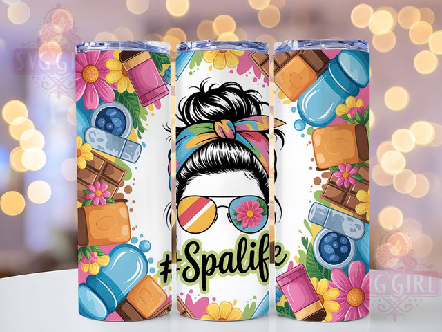 Spa Life Wellness Messy Bun Tumbler Wrap, Yoga Lover Drinkware, Messy Bun Coffee Cup, 20Oz Sublimation Wrap, Relaxation Gift Idea, Wellness Retreat Mug, Mindfulness Quote Design Sublimation SvggirlplusArt 