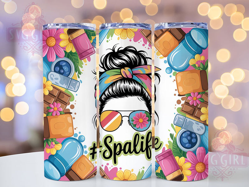 Spa Life Wellness Messy Bun Tumbler Wrap, Yoga Lover Drinkware, Messy Bun Coffee Cup, 20Oz Sublimation Wrap, Relaxation Gift Idea, Wellness Retreat Mug, Mindfulness Quote Design Sublimation SvggirlplusArt 