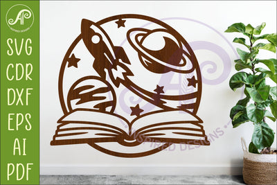 Space Book Wall Art SVG Laser Cut File Reading Decor SVG APInspireddesigns 