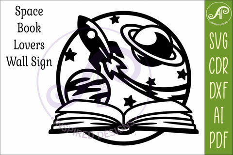 Space Book Wall Art SVG Laser Cut File Reading Decor SVG APInspireddesigns 