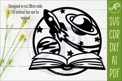 Space Book Wall Art SVG Laser Cut File Reading Decor SVG APInspireddesigns 