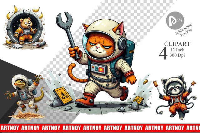 Space Chaos Critter Clipart Sublimation artnoy 