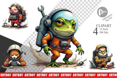 Space Chaos Critter Clipart Sublimation artnoy 