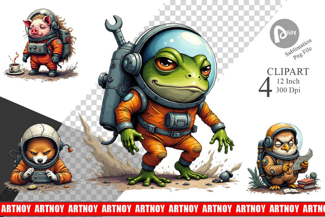Space Chaos Critter Clipart Sublimation artnoy 