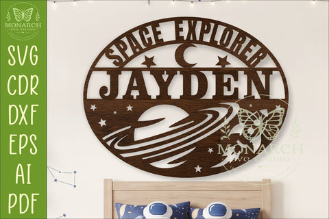 Space Explorer Name Sign SVG, Personalized Planet Decor SVG APInspireddesigns 