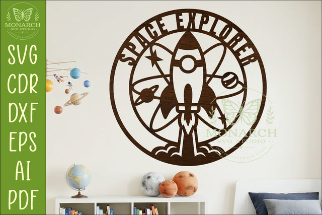 Space Explorer Wall Sign SVG | Rocket Nursery Decor Laser SVG APInspireddesigns 