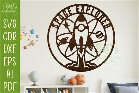 Space Explorer Wall Sign SVG | Rocket Nursery Decor Laser SVG APInspireddesigns 