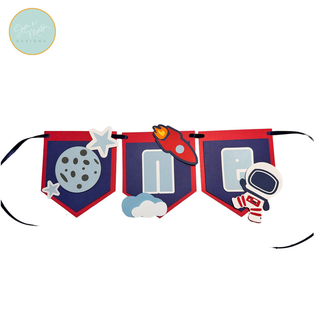 Space First Birthday Highchair Banner SVG Sharia Morton Designs 