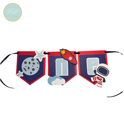 Space First Birthday Highchair Banner SVG Sharia Morton Designs 