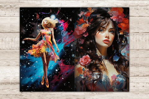 Space Girl Junk Journal Pages | Celestial Printable SVG GlamArtZhanna 