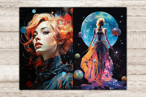 Space Girl Junk Journal Pages | Celestial Printable SVG GlamArtZhanna 