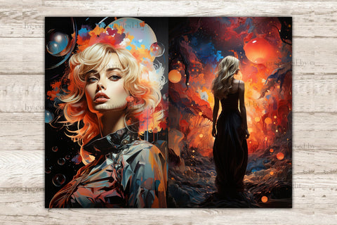 Space Girl Junk Journal Pages | Celestial Printable SVG GlamArtZhanna 