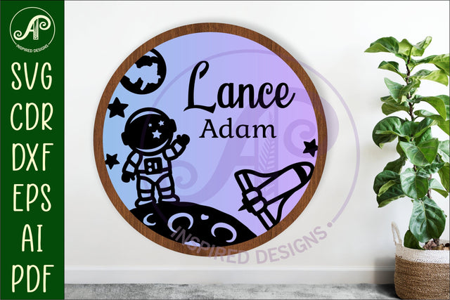 Space layered personalized name wall art sign, SVG file SVG APInspireddesigns 