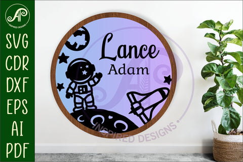 Space layered personalized name wall art sign, SVG file SVG APInspireddesigns 