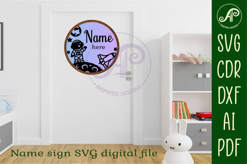 Space layered personalized name wall art sign, SVG file SVG APInspireddesigns 